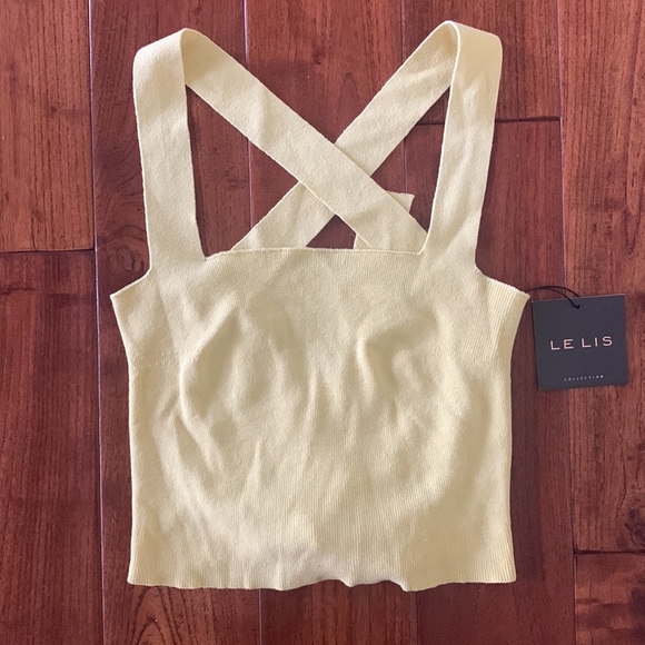 Le Lis Collection Square Neck Yellow Criss Cross Tie Back Crop Top Size M Boutiq - Picture 9 of 10